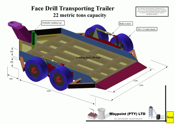 Face Drill Transporting Trailer